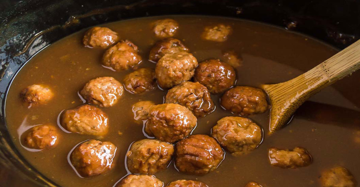 meatballs in a slow cooker with sauce