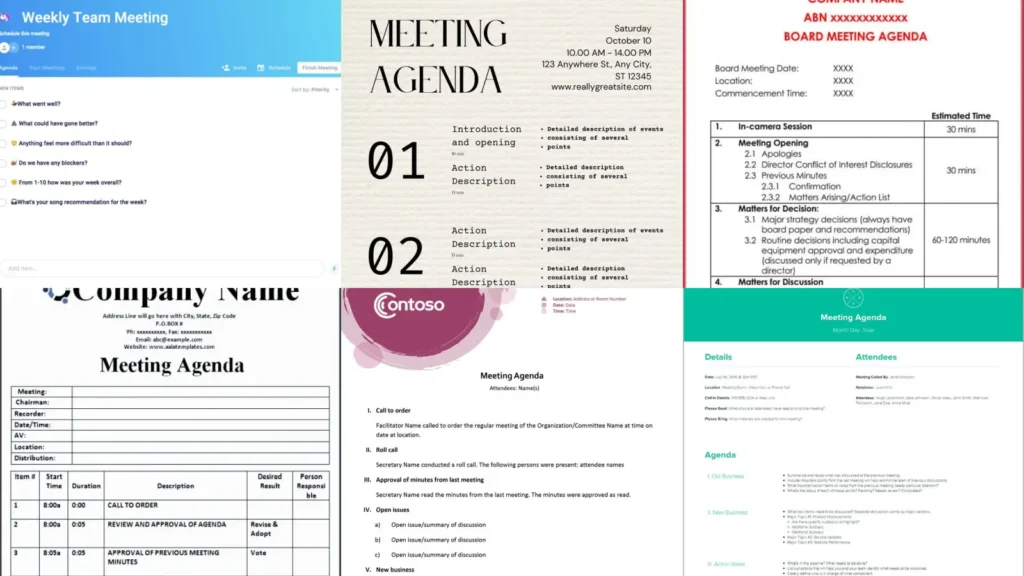 20+ Meeting Agenda Template Ideas That Save Hours