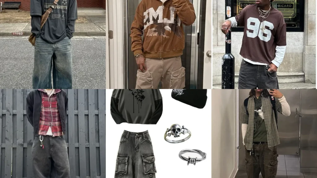 20 Y2K Grunge Outfits for Men With Baggy Jeans, Layers and Chains